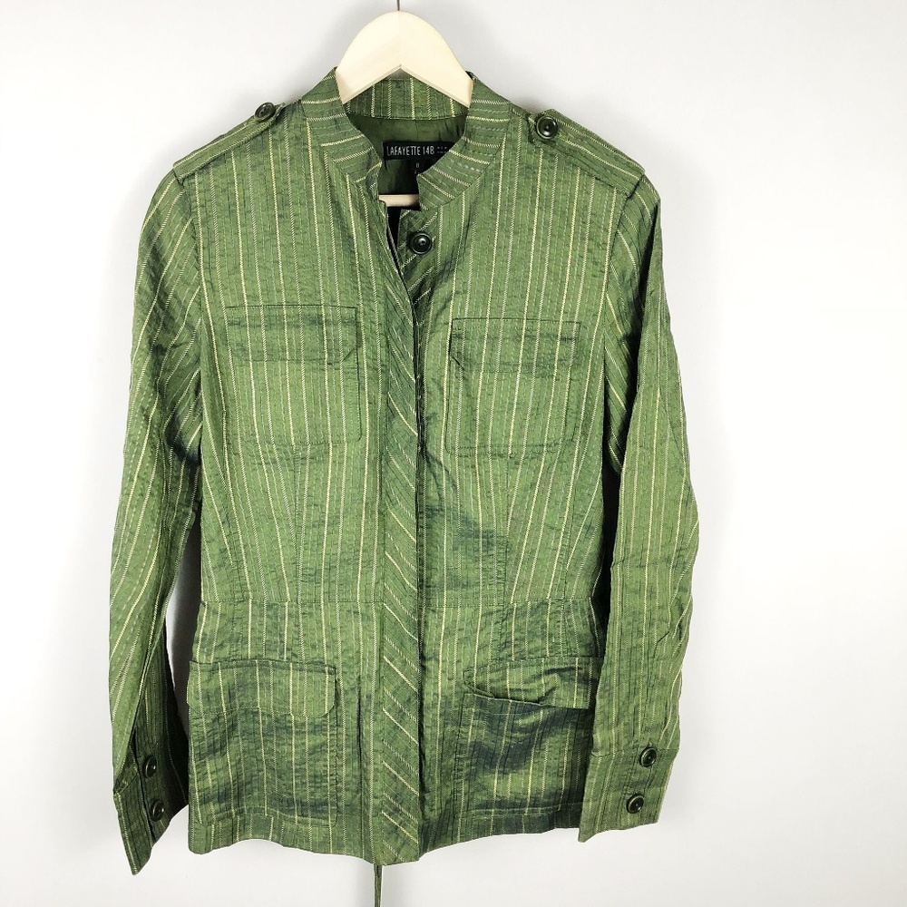 Lafayette 148 Linen Mandarin Button-Down Jacket